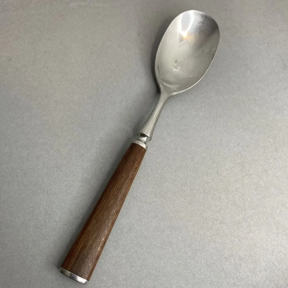 DANSK‎ STAINLESS WOOD ACCENT Place / Soup Spoon- 7 3/4
